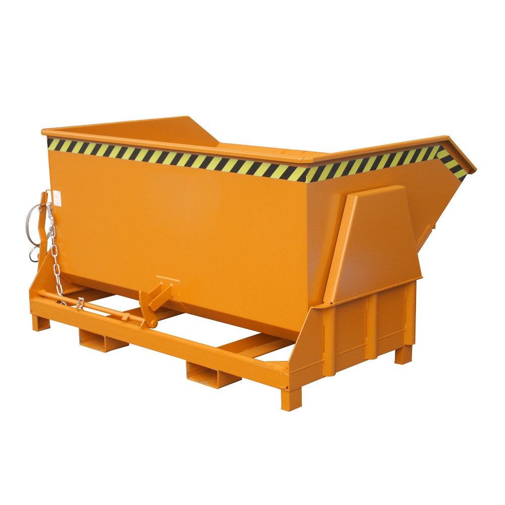 Produktabbildung Nr. 1: Bauer® Kippbehälter mit Abrollmechanik Premium, breite Bauform, lackiert, ohne Deckel, Volumen 1,5 m³, RAL 2000 gelborange