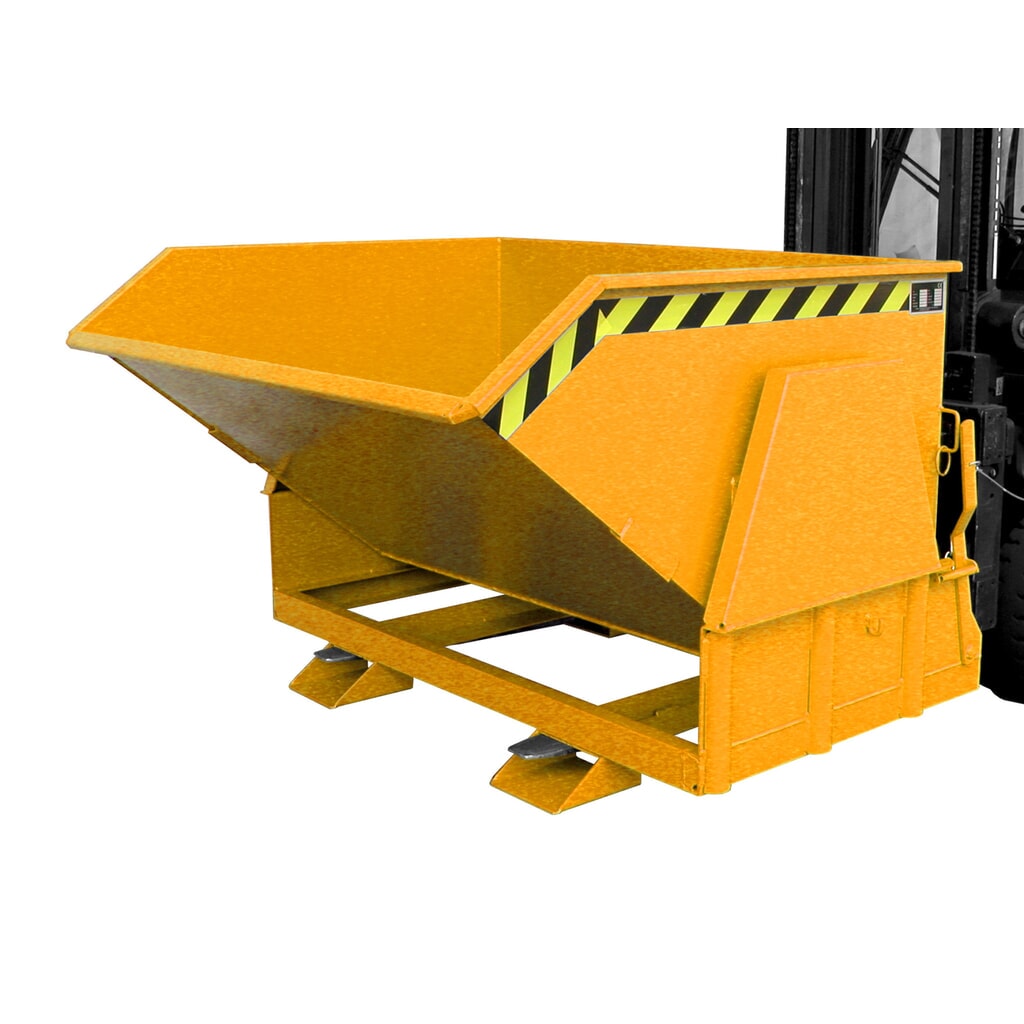 Bauer® Kippbehälter mit Abrollmechanik Premium, breite Bauform, lackiert, ohne Deckel, Volumen 1,2 m³, RAL 2000 gelborange Produktabbildung: Bauer® Kippbehälter mit Abrollmechanik Premium, breite Bauform, lackiert, ohne Deckel, Volumen 1,2 m³, RAL 2000 gelborange