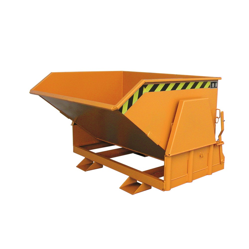 Produktabbildung Nr. 1: Bauer® Kippbehälter mit Abrollmechanik Premium, breite Bauform, lackiert, ohne Deckel, Volumen 0,8 m³, RAL 2000 gelborange