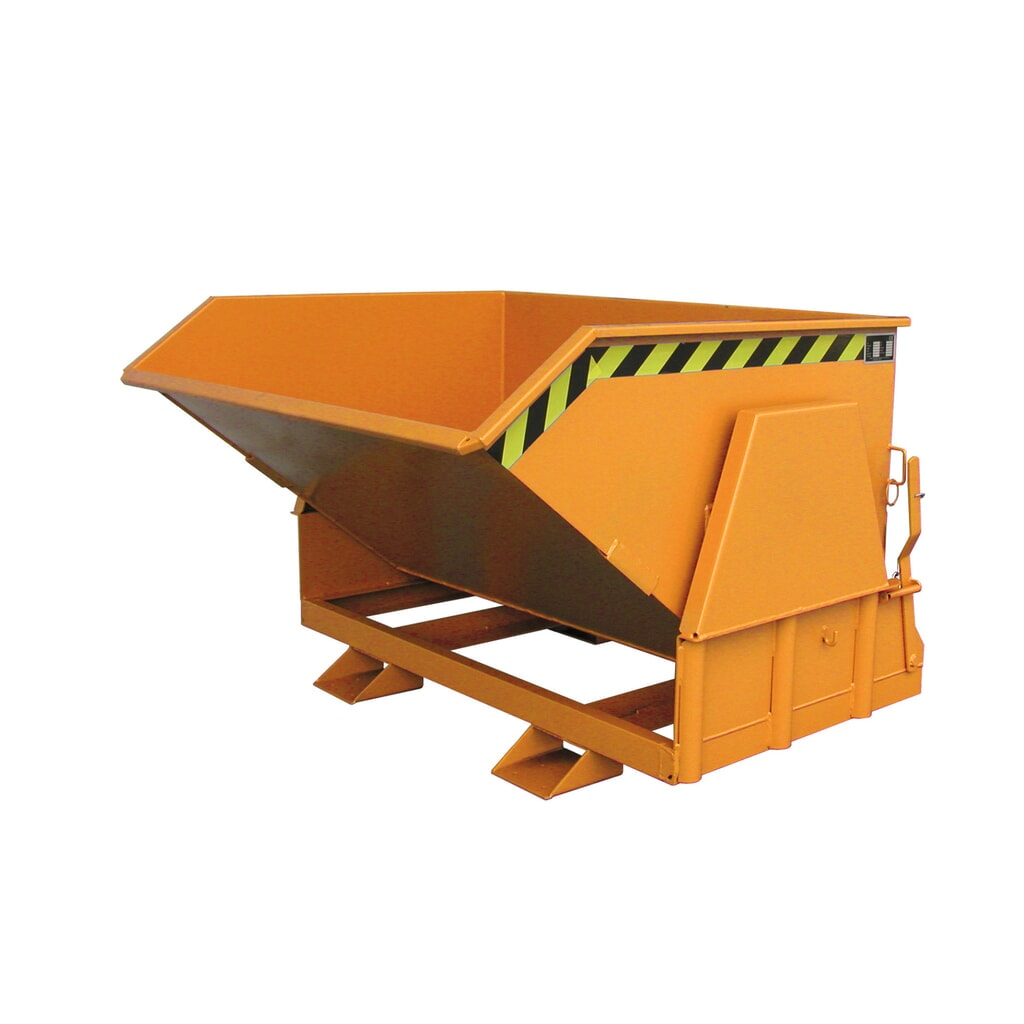 Bauer® Kippbehälter mit Abrollmechanik Premium, breite Bauform, lackiert, ohne Deckel, Volumen 0,8 m³, RAL 2000 gelborange Produktabbildung: Bauer® Kippbehälter mit Abrollmechanik Premium, breite Bauform, lackiert, ohne Deckel, Volumen 0,8 m³, RAL 2000 gelborange