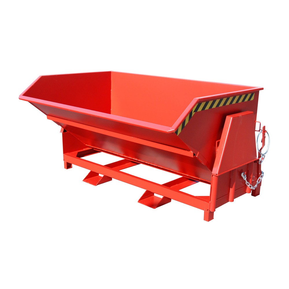 Produktabbildung Nr. 1: Bauer® Kippbehälter mit Abrollmechanik Premium, breite Bauform, lackiert, ohne Deckel, Volumen 2 m³, RAL 3000 feuerrot