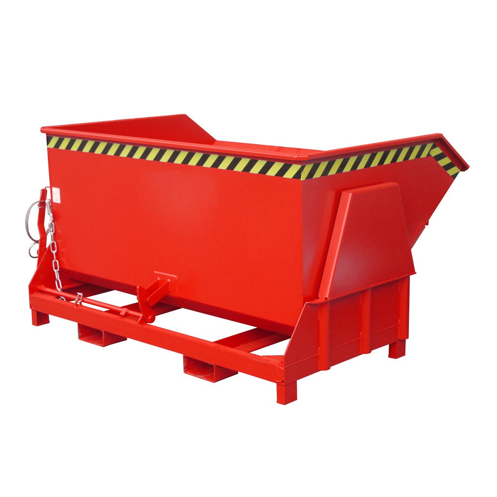 Produktabbildung Nr. 1: Bauer® Kippbehälter mit Abrollmechanik Premium, breite Bauform, lackiert, ohne Deckel, Volumen 1,5 m³, RAL 3000 feuerrot