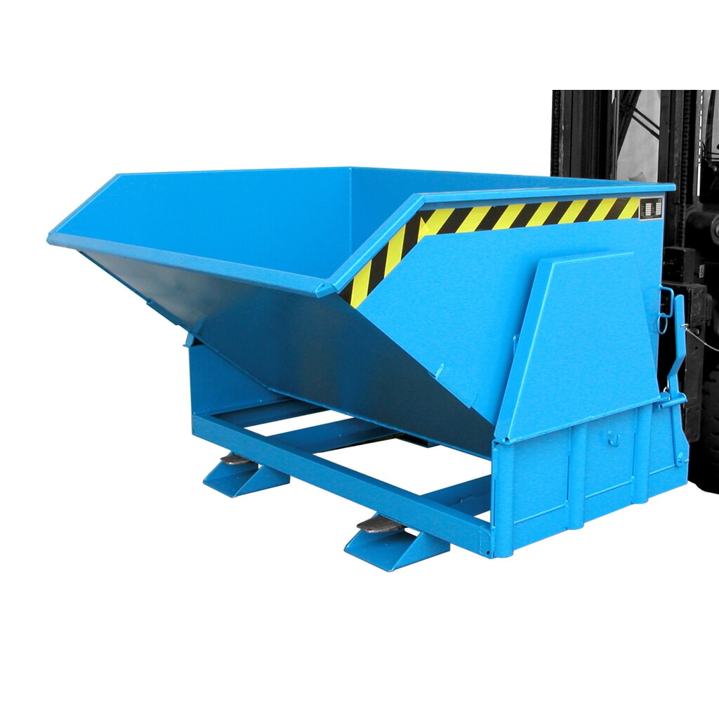 Bauer® Kippbehälter mit Abrollmechanik Premium, breite Bauform, lackiert, ohne Deckel, Volumen 1,2 m³, RAL 5012 lichtblau Produktabbildung: Bauer® Kippbehälter mit Abrollmechanik Premium, breite Bauform, lackiert, ohne Deckel, Volumen 1,2 m³, RAL 5012 lichtblau