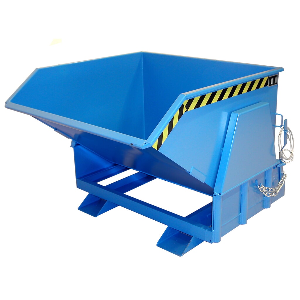 Bauer® Kippbehälter mit Abrollmechanik Premium, breite Bauform, lackiert, ohne Deckel, Volumen 1 m³, RAL 5012 lichtblau Produktabbildung: Bauer® Kippbehälter mit Abrollmechanik Premium, breite Bauform, lackiert, ohne Deckel, Volumen 1 m³, RAL 5012 lichtblau