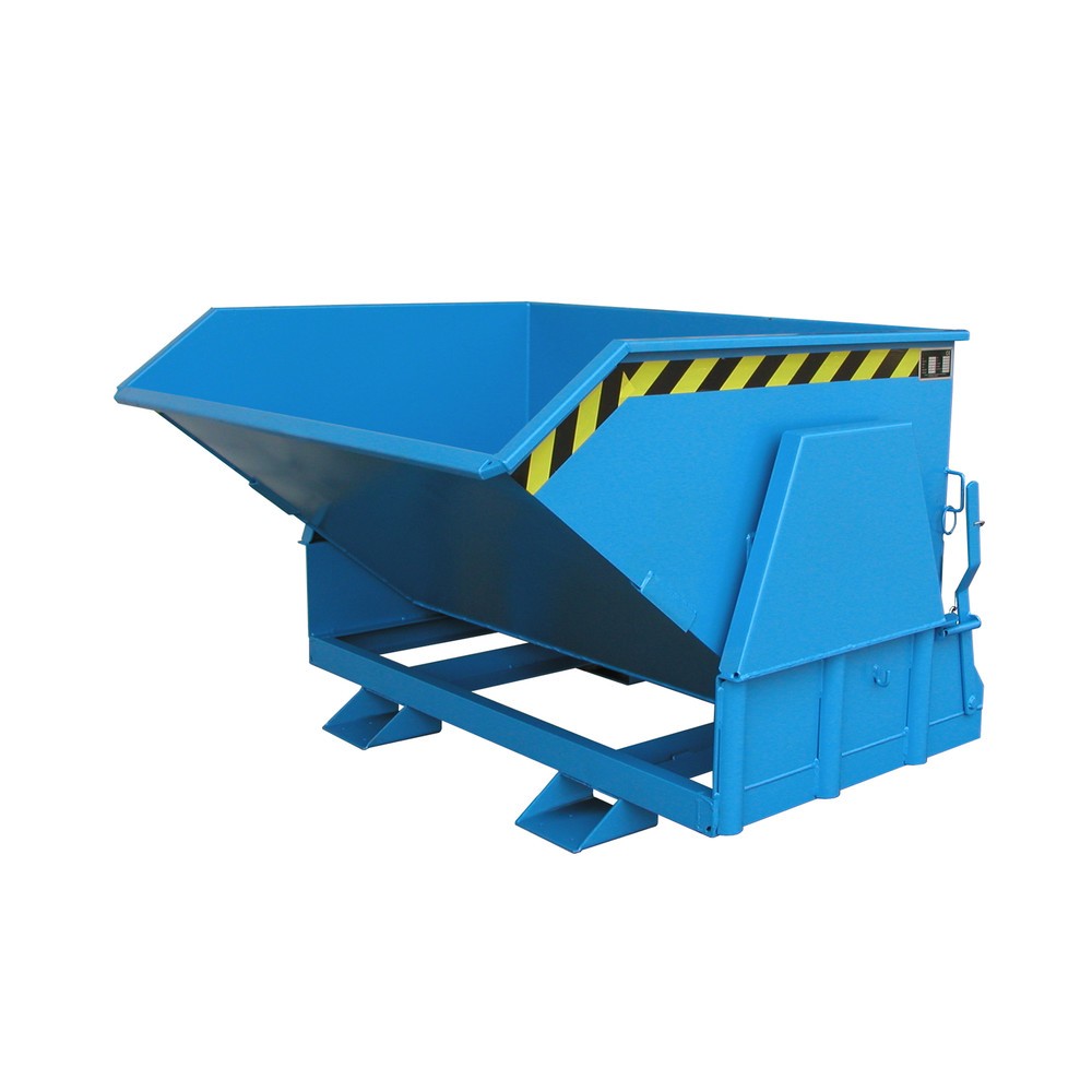 Produktabbildung: Bauer® Kippbehälter mit Abrollmechanik Premium, breite Bauform, lackiert, ohne Deckel, Volumen 0,8 m³, RAL 5012 lichtblau