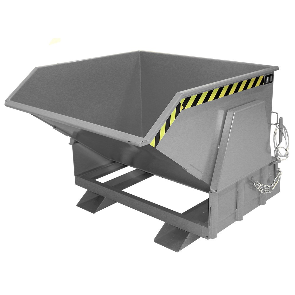 Produktabbildung Nr. 1: Bauer® Kippbehälter mit Abrollmechanik Premium, breite Bauform, lackiert, ohne Deckel, Volumen 1 m³, RAL 7005 mausgrau