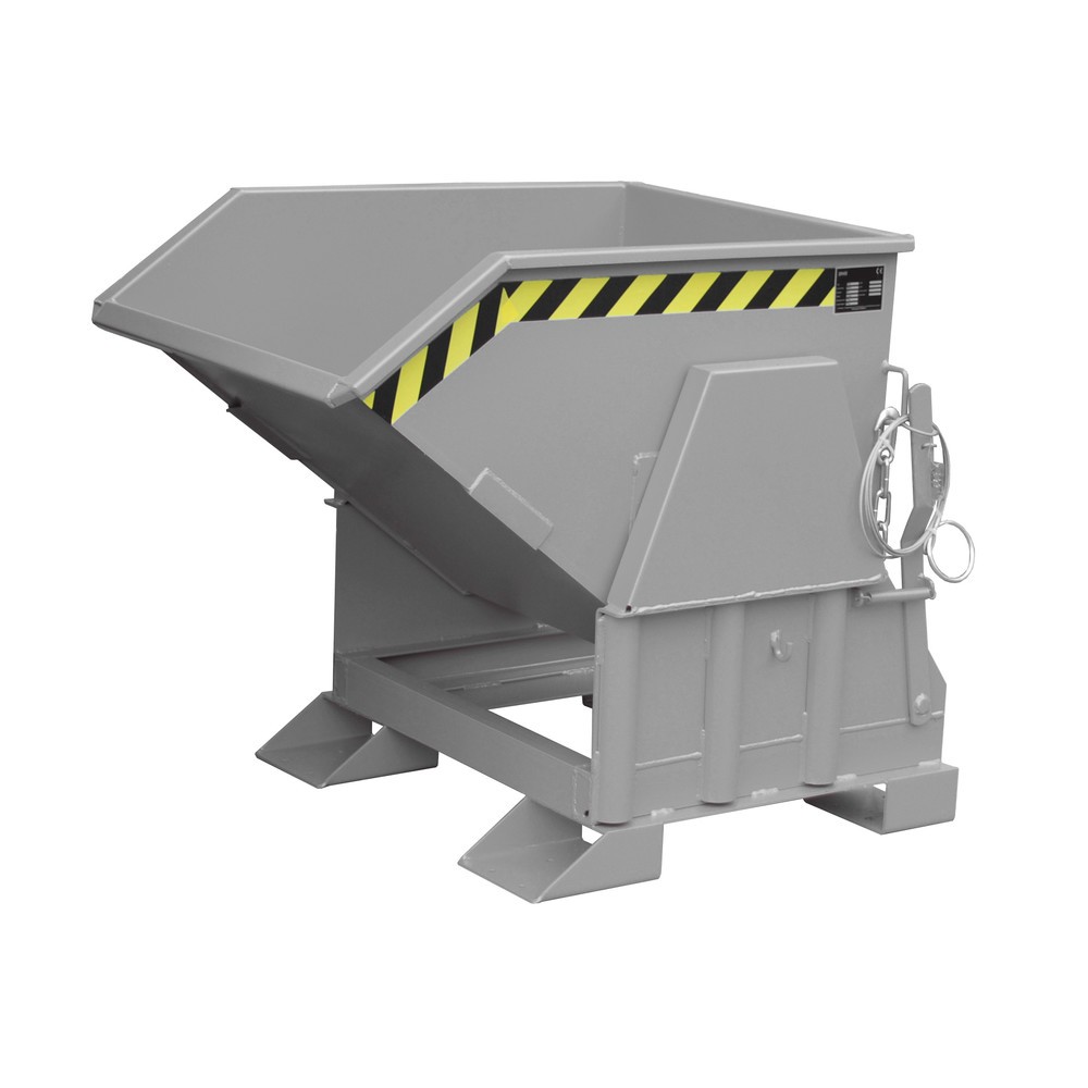 Produktabbildung Nr. 1: Bauer® Kippbehälter mit Abrollmechanik Premium, breite Bauform, lackiert, ohne Deckel, Volumen 0,3 m³, RAL 7005 mausgrau