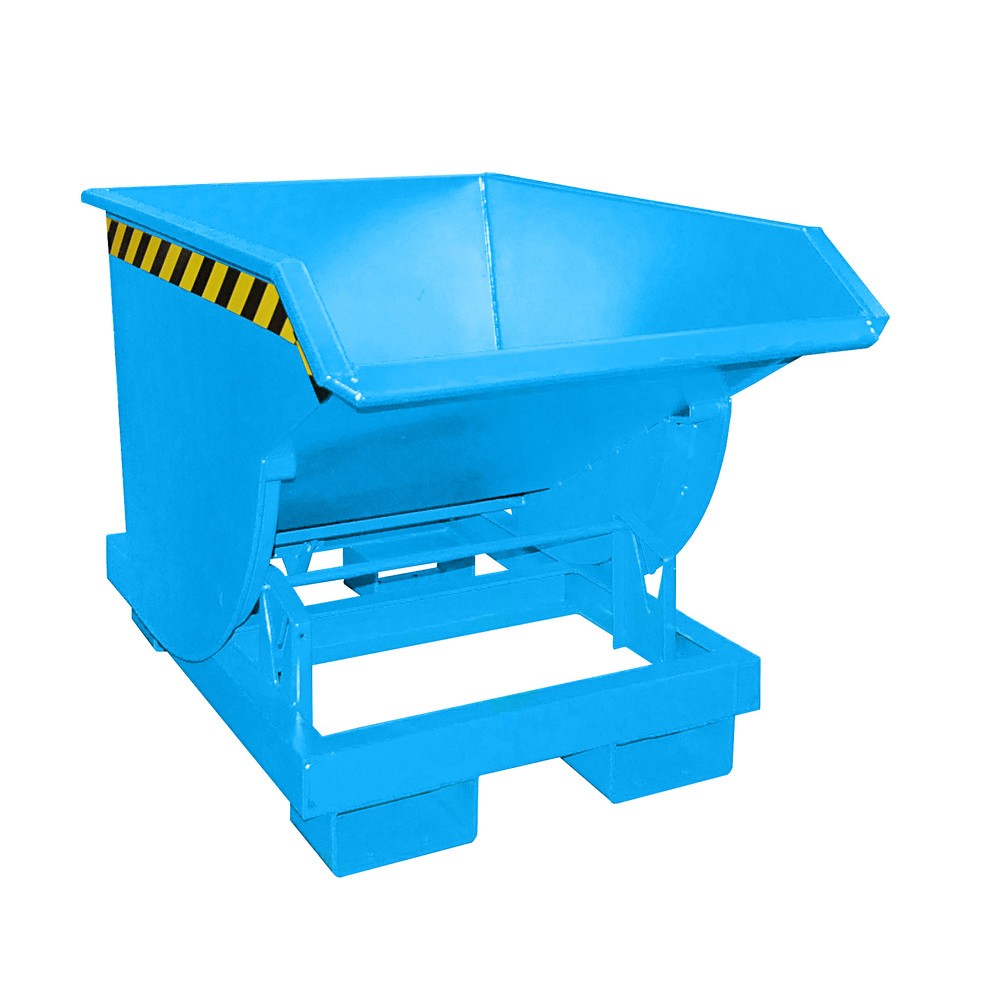 Produktabbildung: Bauer® Kippbehälter mit Abrollmechanik Premium, tiefe Bauform, lackiert, ohne Deckel, Volumen 0,5 m³, RAL 5012 lichtblau