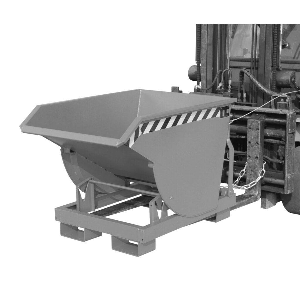 Bauer® Kippbehälter mit Abrollmechanik Premium, tiefe Bauform, lackiert, ohne Deckel, Volumen 0,3 m³, RAL 7005 mausgrau Produktabbildung: Bauer® Kippbehälter mit Abrollmechanik Premium, tiefe Bauform, lackiert, ohne Deckel, Volumen 0,3 m³, RAL 7005 mausgrau