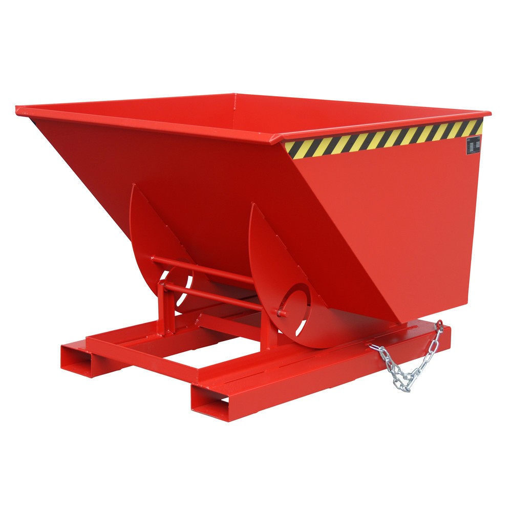 Produktabbildung Nr. 1: Bauer® Kippbehälter mit Abrollmechanik, TK 1.000 kg, lackiert, Volumen 1 m³, RAL 3000 feuerrot