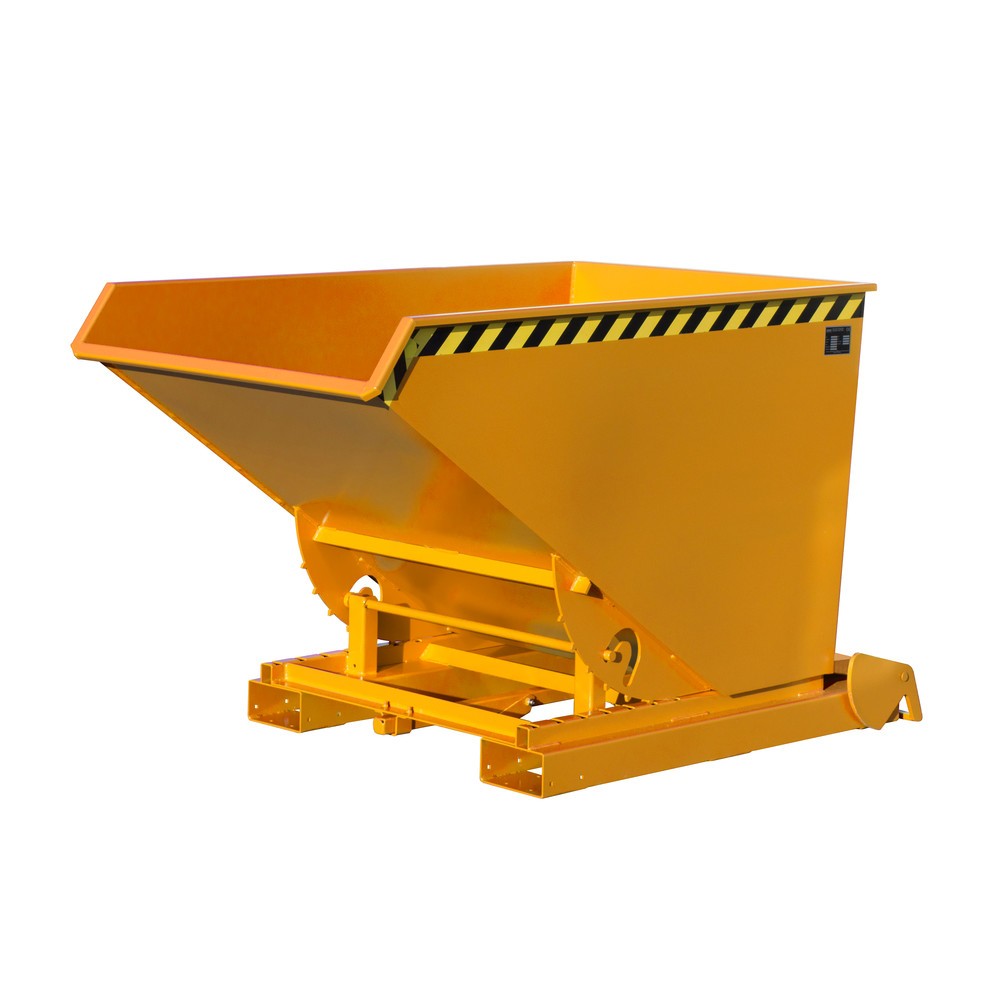 Produktabbildung: Bauer® Kippbehälter mit automatischer Abrollmechanik, TK 1.500 kg, lackiert, Volumen 1,2 m³, RAL 2000 gelborange