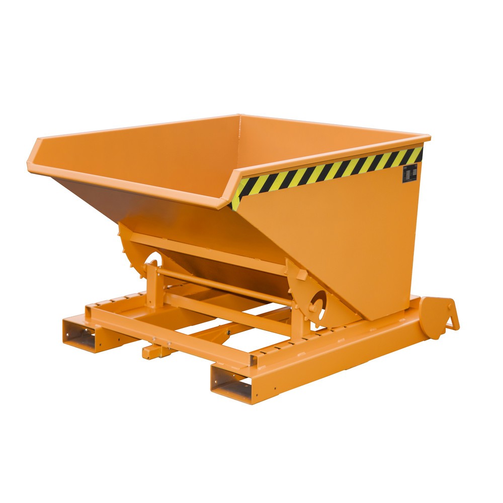 Produktabbildung: Bauer® Kippbehälter mit automatischer Abrollmechanik, TK 1.000 kg, lackiert, Volumen 0,6 m³, RAL 2000 gelborange