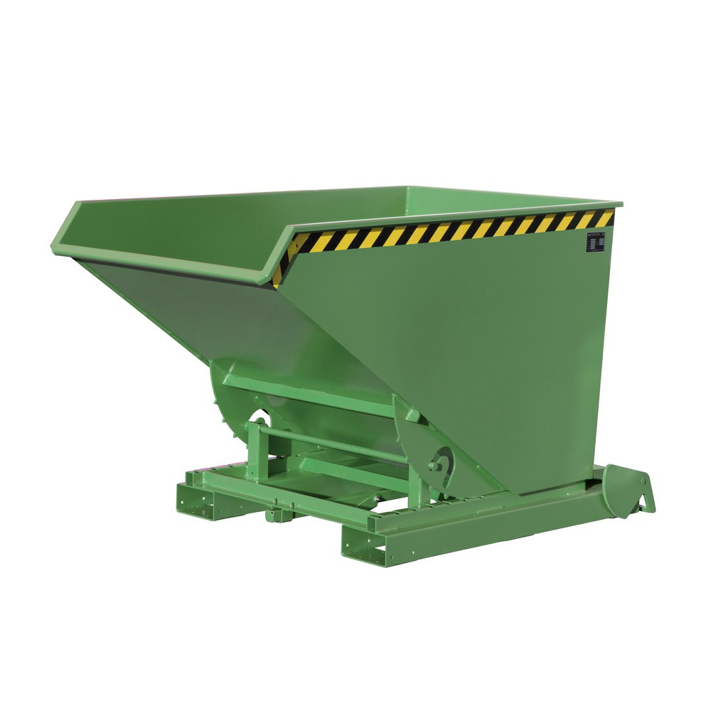 Produktabbildung: Bauer® Kippbehälter mit automatischer Abrollmechanik, TK 1.500 kg, lackiert, Volumen 1,2 m³, RAL 6011 resedagrün
