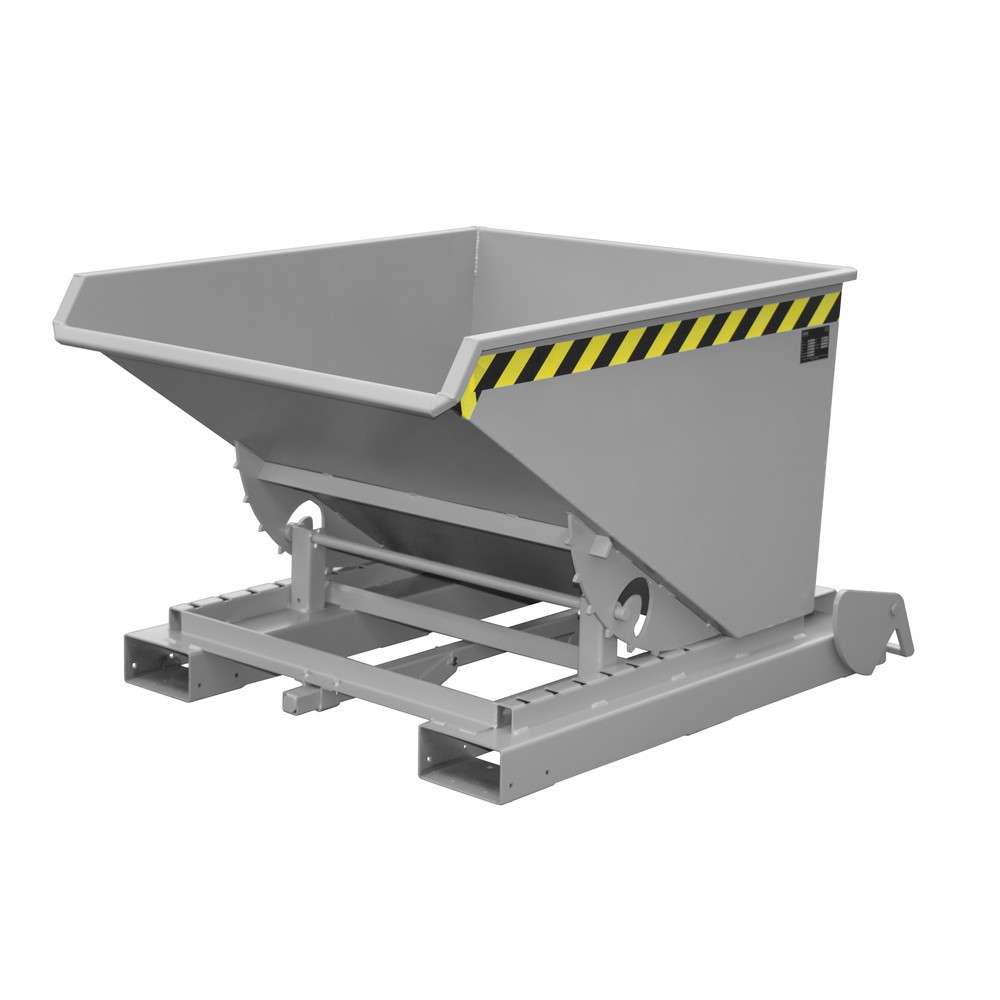 Produktabbildung: Bauer® Kippbehälter mit automatischer Abrollmechanik, TK 1.000 kg, lackiert, Volumen 0,6 m³, RAL 7005 mausgrau