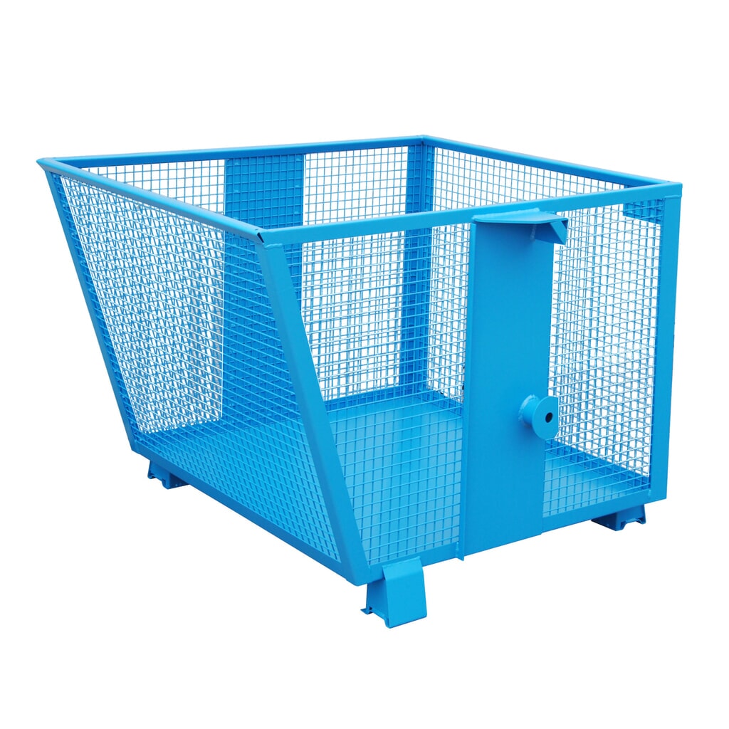 Bauer® Kippbehälter mit Gitterwänden, lackiert, Volumen 0,9 m³, RAL 5012 lichtblau Produktabbildung: Bauer® Kippbehälter mit Gitterwänden, lackiert, Volumen 0,9 m³, RAL 5012 lichtblau
