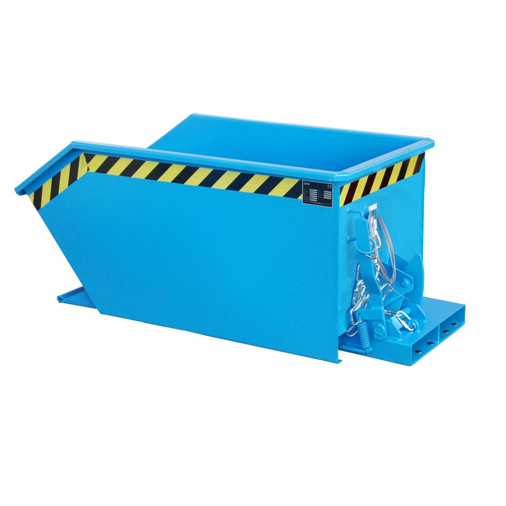 Bauer® Kippbehälter, niedrige Bauhöhe, lackiert, Volumen 0,3 m³, RAL 5012 lichtblau Produktabbildung: Bauer® Kippbehälter, niedrige Bauhöhe, lackiert, Volumen 0,3 m³, RAL 5012 lichtblau