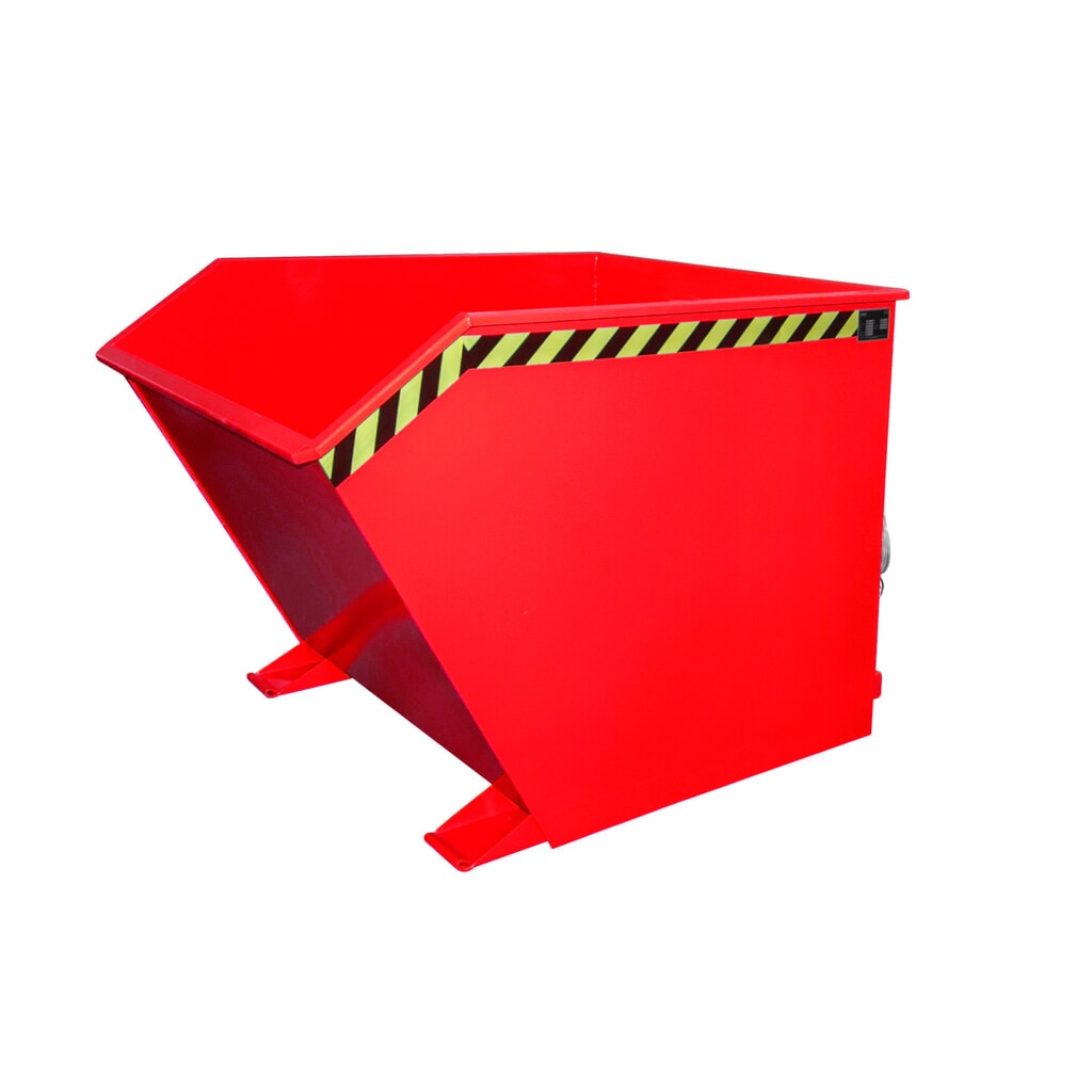 Bauer® Kippbehälter, niedrige Bauhöhe, lackiert, Volumen 1,5 m³, RAL 3000 feuerrot Produktabbildung: Bauer® Kippbehälter, niedrige Bauhöhe, lackiert, Volumen 1,5 m³, RAL 3000 feuerrot