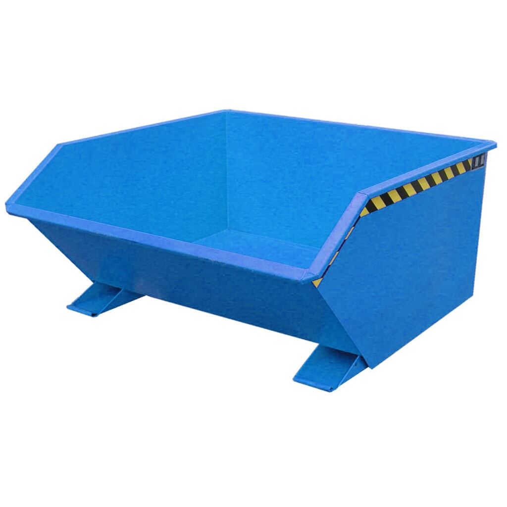 Bauer® Kippbehälter, niedrige Bauhöhe, lackiert, Volumen 0,75 m³, RAL 5012 lichtblau Produktabbildung: Bauer® Kippbehälter, niedrige Bauhöhe, lackiert, Volumen 0,75 m³, RAL 5012 lichtblau
