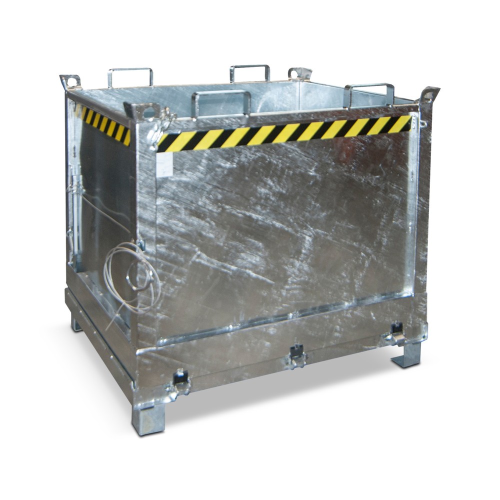 Produktabbildung: Bauer® Klappbodenbehälter, 3-fach stapelbar, verzinkt, TK 1.250 kg, Volumen 1 m³