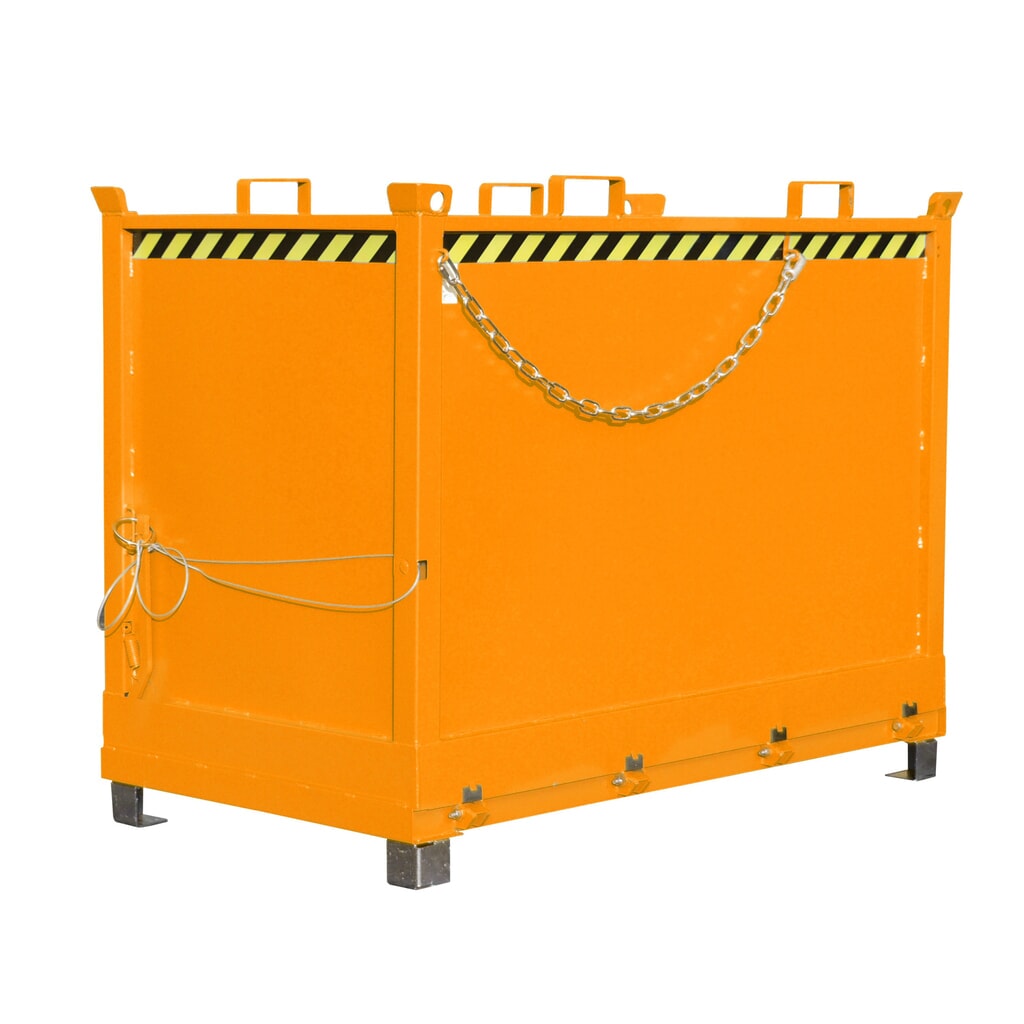 Bauer® Klappbodenbehälter, 3-fach stapelbar, lackiert, Volumen 2 m³, RAL 2000 gelborange Produktabbildung: Bauer® Klappbodenbehälter, 3-fach stapelbar, lackiert, Volumen 2 m³, RAL 2000 gelborange