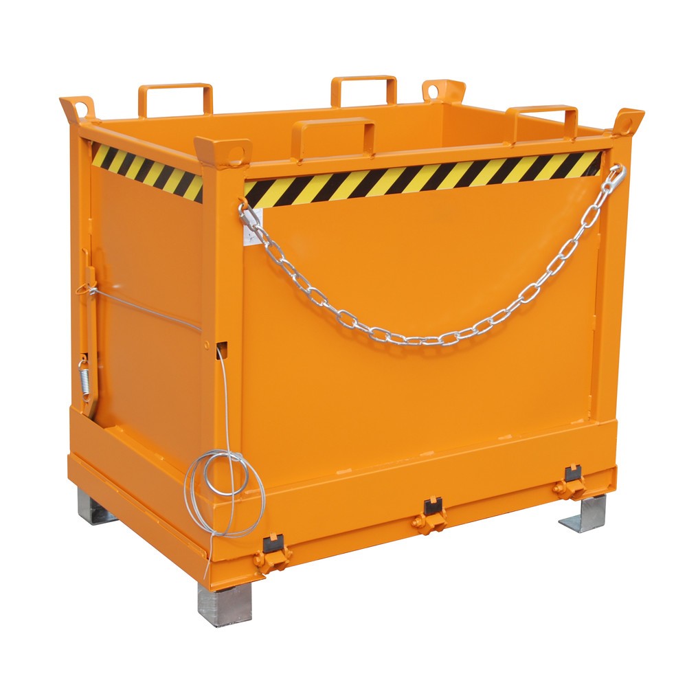 Produktabbildung: Bauer® Klappbodenbehälter, 3-fach stapelbar, lackiert, Volumen 0,75 m³, RAL 2000 gelborange