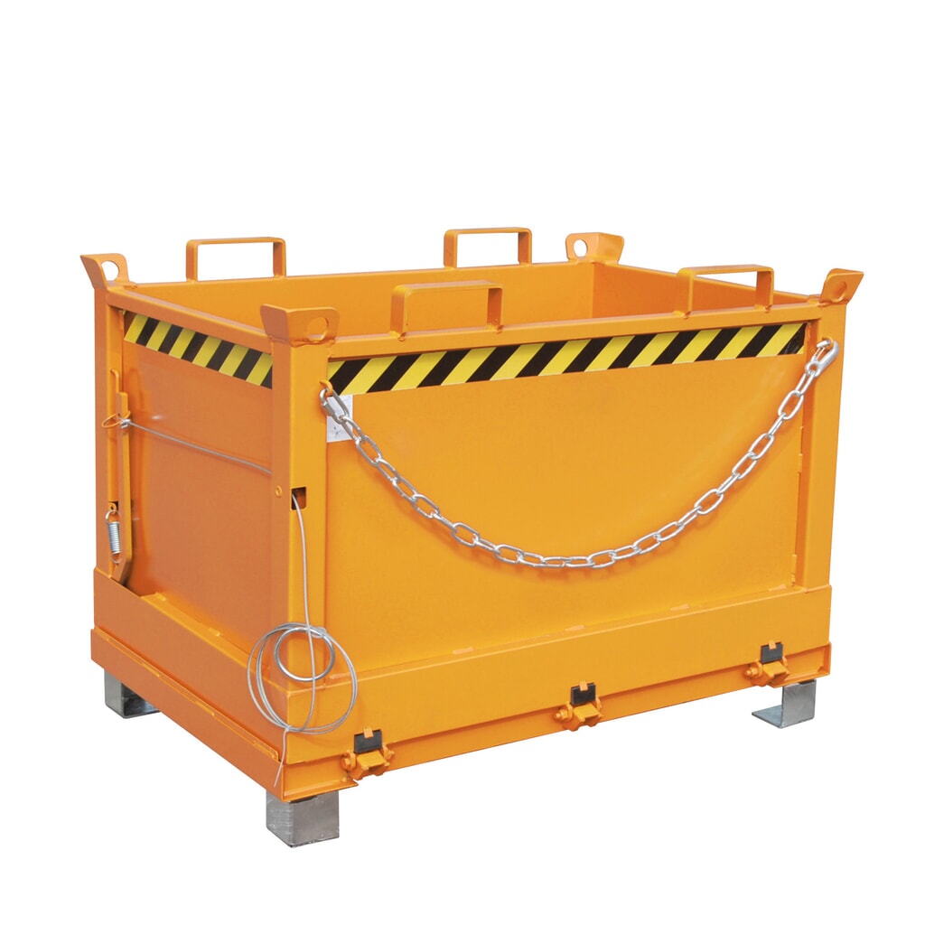 Bauer® Klappbodenbehälter, 3-fach stapelbar, lackiert, Volumen 0,5 m³, RAL 2000 gelborange Produktabbildung: Bauer® Klappbodenbehälter, 3-fach stapelbar, lackiert, Volumen 0,5 m³, RAL 2000 gelborange