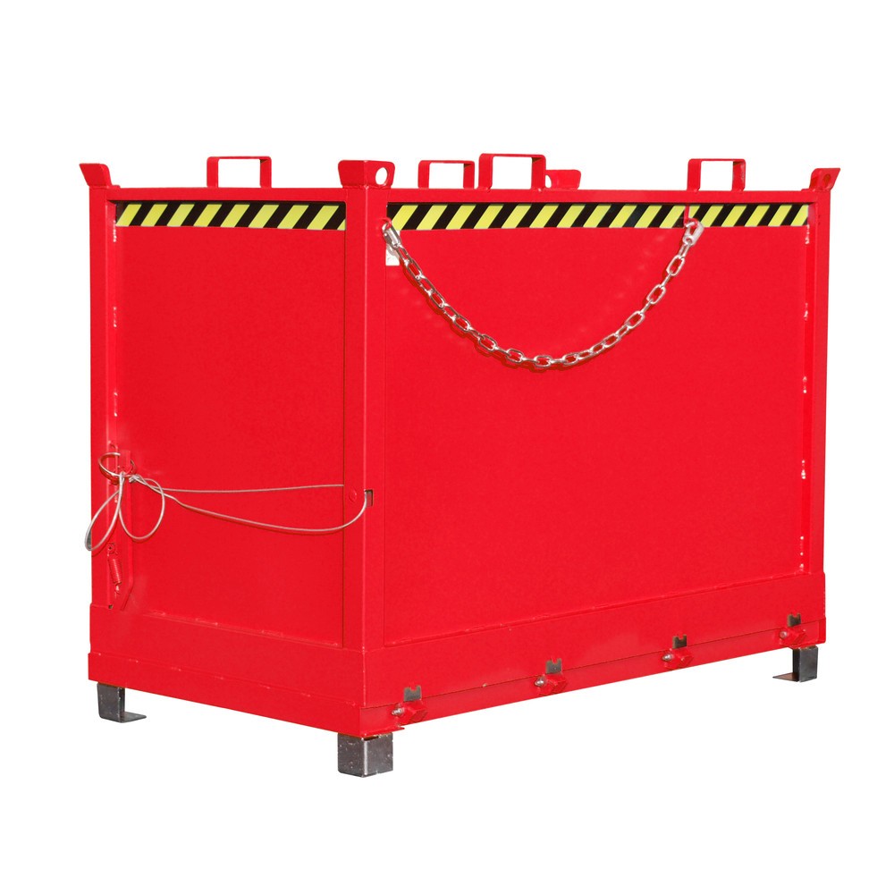 Produktabbildung: Bauer® Klappbodenbehälter, 3-fach stapelbar, lackiert, Volumen 2 m³, RAL 3000 feuerrot