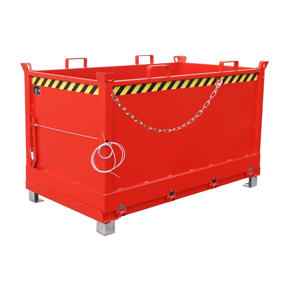 Produktabbildung: Bauer® Klappbodenbehälter, 3-fach stapelbar, lackiert, Volumen 1,5 m³, RAL 3000 feuerrot
