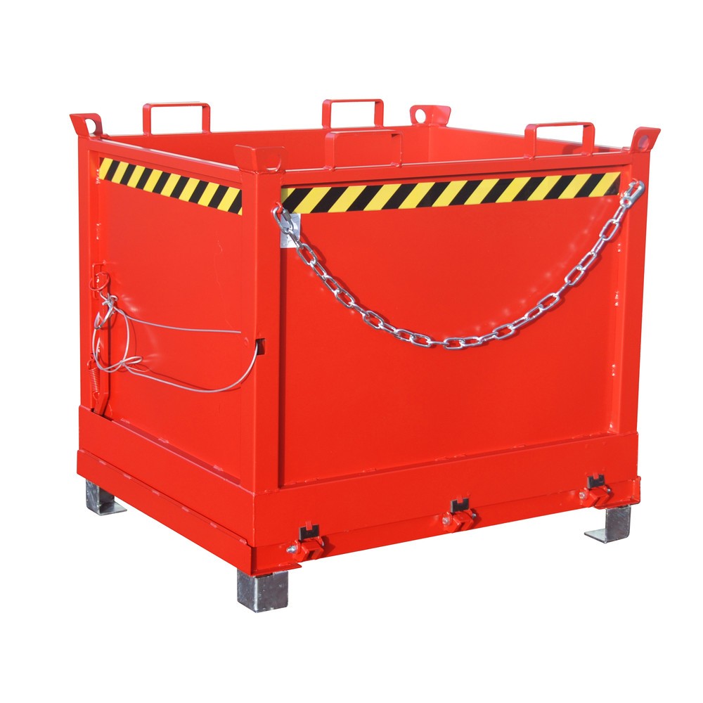 Produktabbildung Nr. 1: Bauer® Klappbodenbehälter, 3-fach stapelbar, lackiert, Volumen 1 m³, RAL 3000 feuerrot