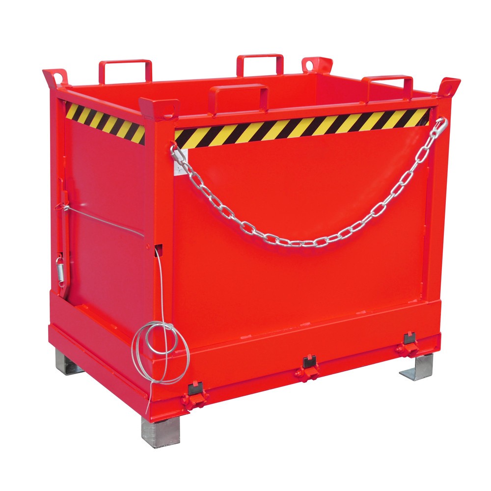 Produktabbildung: Bauer® Klappbodenbehälter, 3-fach stapelbar, lackiert, Volumen 0,75 m³, RAL 3000 feuerrot