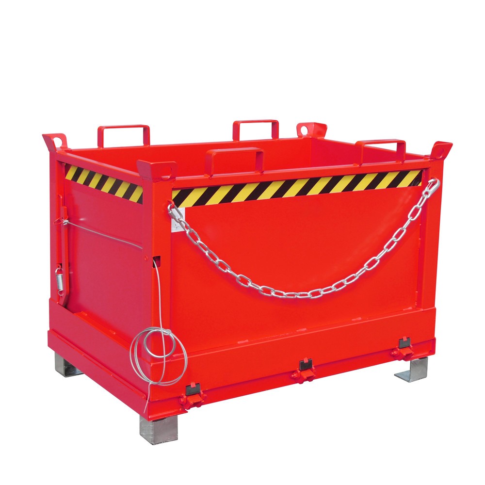 Produktabbildung: Bauer® Klappbodenbehälter, 3-fach stapelbar, lackiert, Volumen 0,5 m³, RAL 3000 feuerrot
