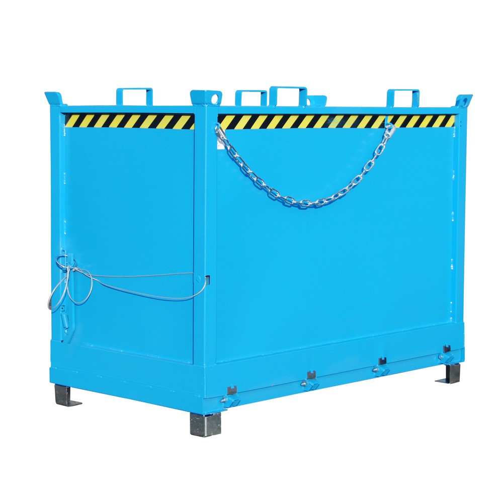 Produktabbildung: Bauer® Klappbodenbehälter, 3-fach stapelbar, lackiert, Volumen 2 m³, RAL 5012 lichtblau