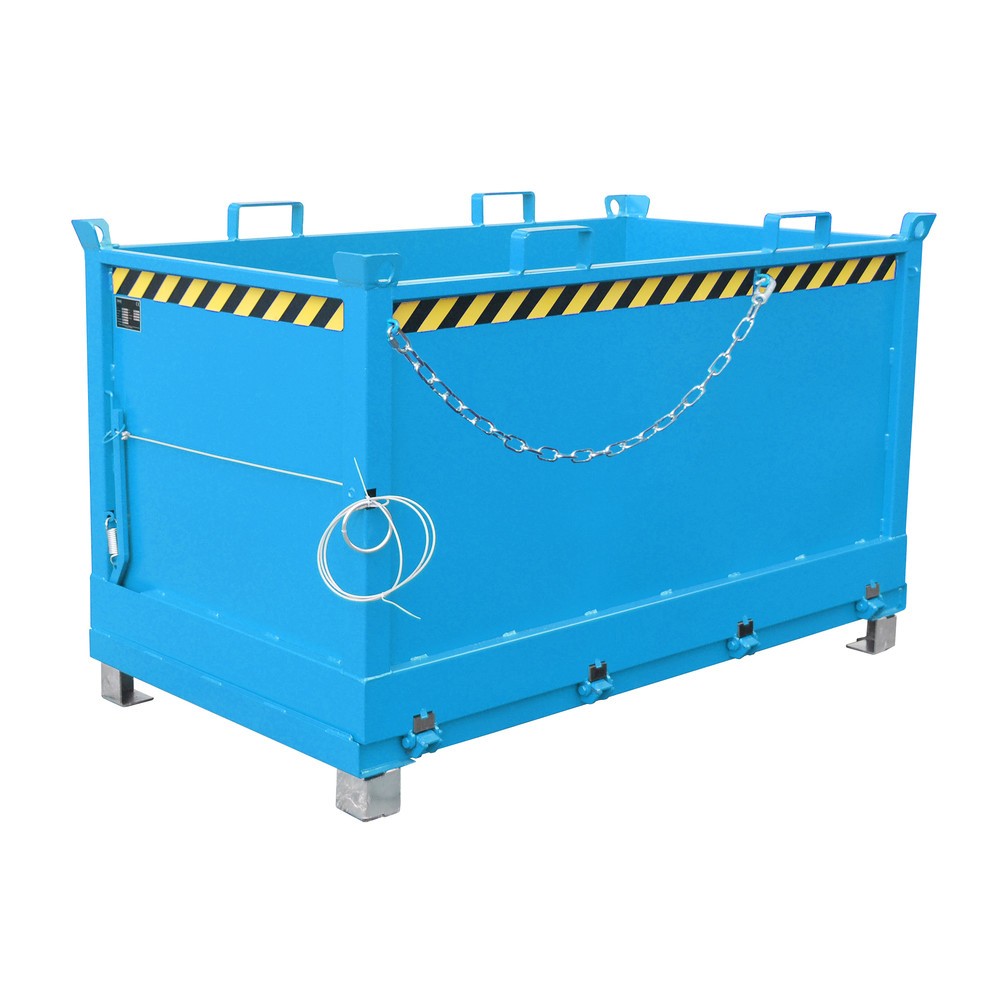 Produktabbildung: Bauer® Klappbodenbehälter, 3-fach stapelbar, lackiert, Volumen 1,5 m³, RAL 5012 lichtblau