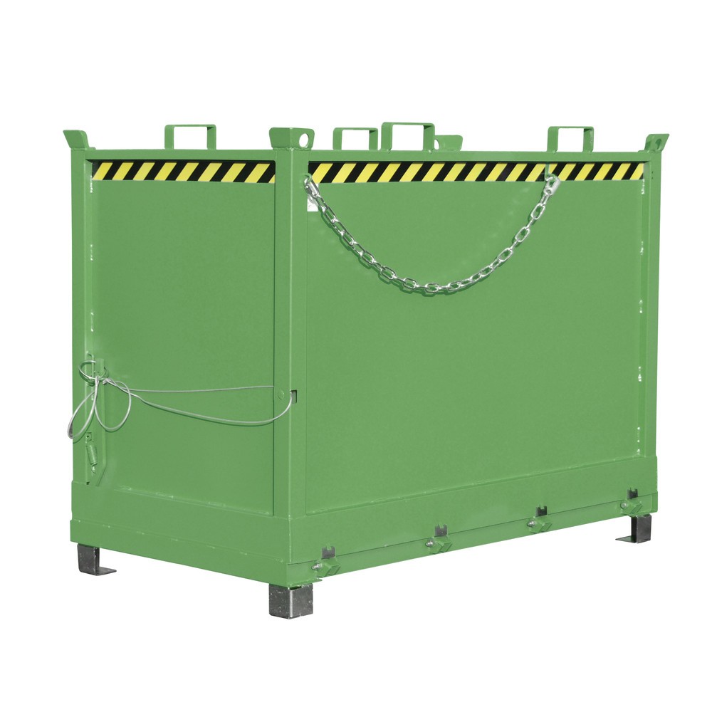 Produktabbildung: Bauer® Klappbodenbehälter, 3-fach stapelbar, lackiert, Volumen 2 m³, RAL 6011 resedagrün