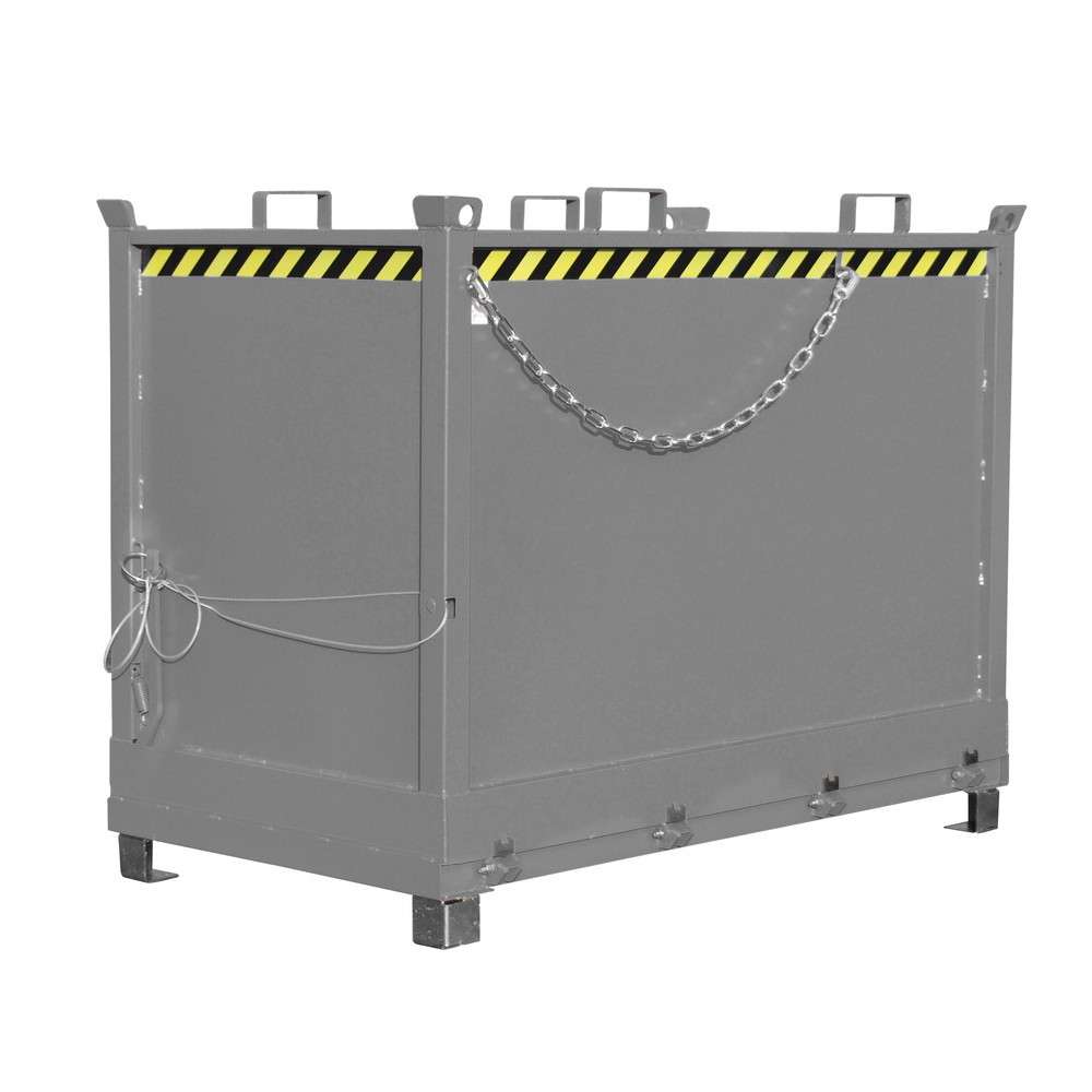 Produktabbildung: Bauer® Klappbodenbehälter, 3-fach stapelbar, lackiert, Volumen 2 m³, RAL 7005 mausgrau