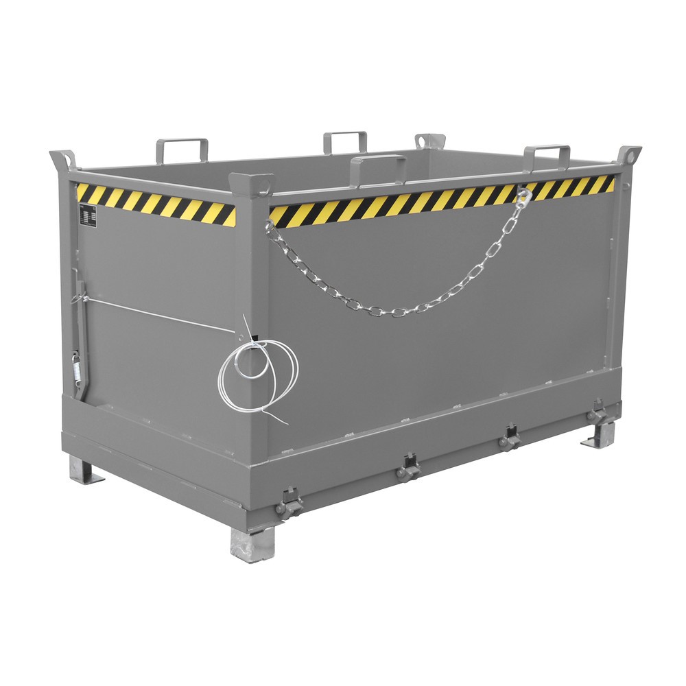 Produktabbildung: Bauer® Klappbodenbehälter, 3-fach stapelbar, lackiert, Volumen 1,5 m³, RAL 7005 mausgrau