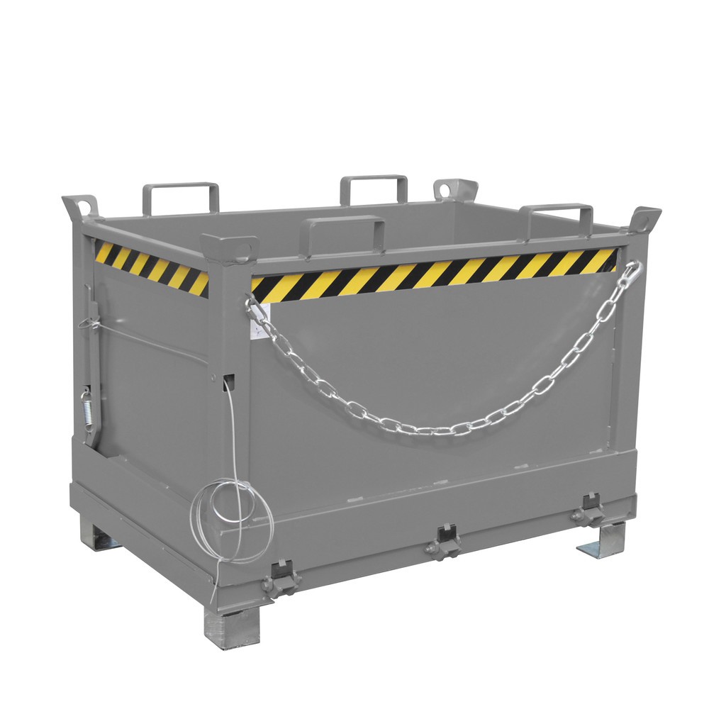 Produktabbildung Nr. 1: Bauer® Klappbodenbehälter, 3-fach stapelbar, lackiert, Volumen 0,5 m³, RAL 7005 mausgrau
