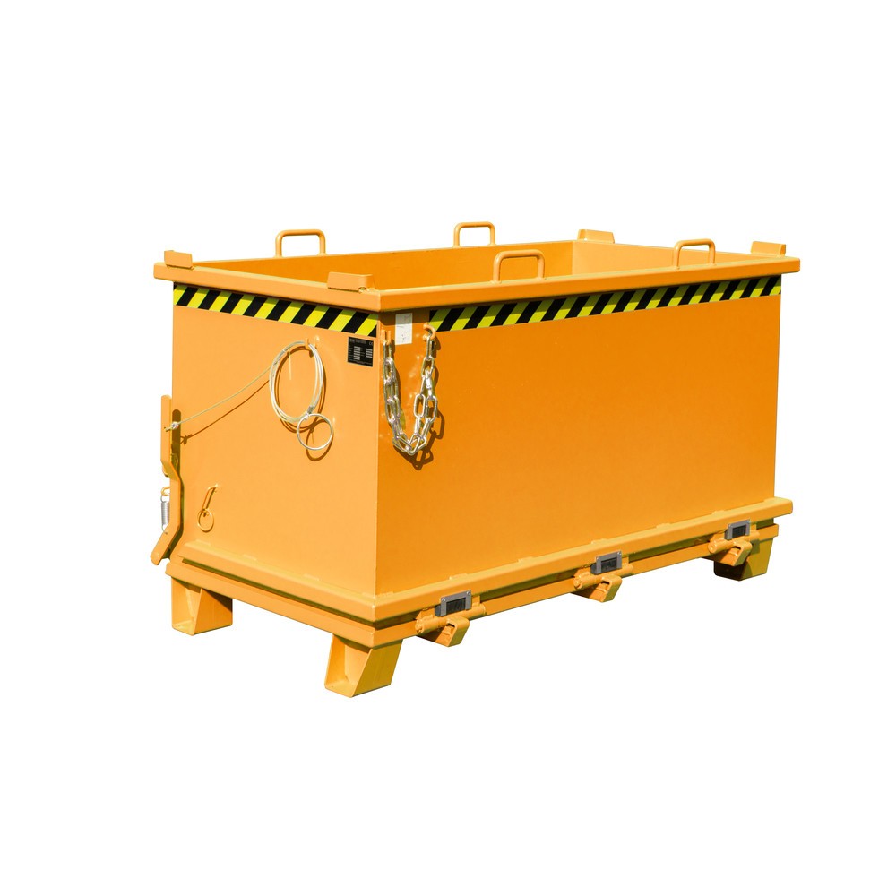 Produktabbildung: Bauer® Klappbodenbehälter, verstärkte Bodenklappe, lackiert, Volumen 1,5 m³, RAL 2000 gelborange