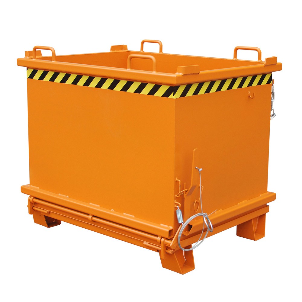 Produktabbildung: Bauer® Klappbodenbehälter, verstärkte Bodenklappe, lackiert, Volumen 1 m³, RAL 2000 gelborange