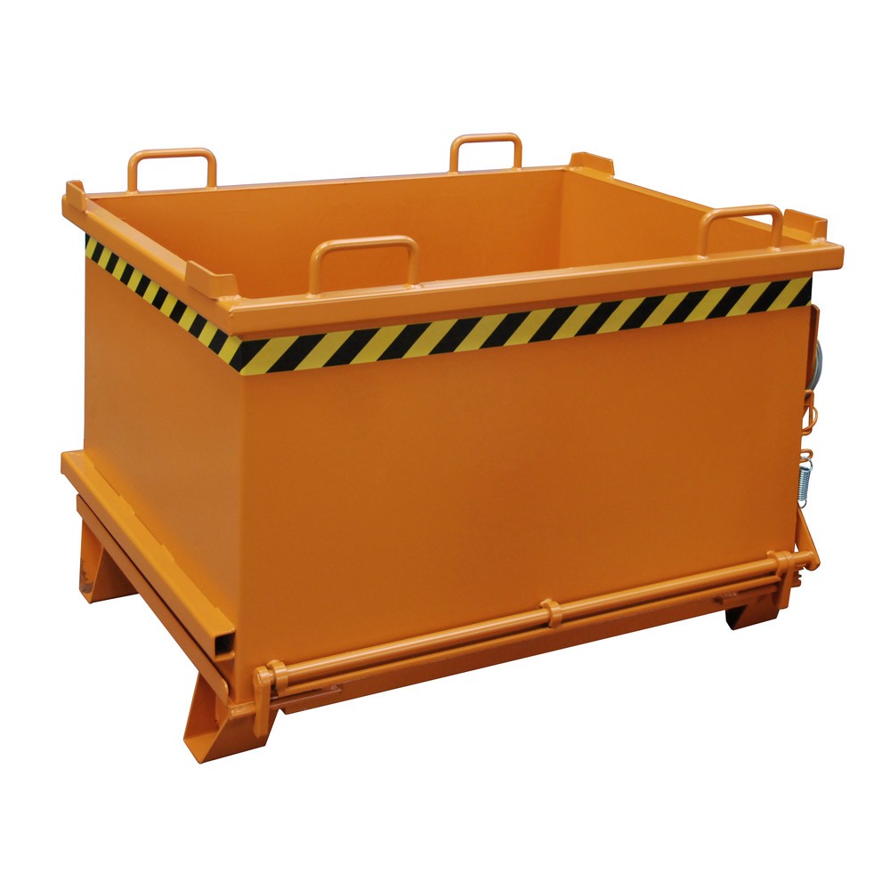 Produktabbildung: Bauer® Klappbodenbehälter, verstärkte Bodenklappe, lackiert, Volumen 0,75 m³, RAL 2000 gelborange