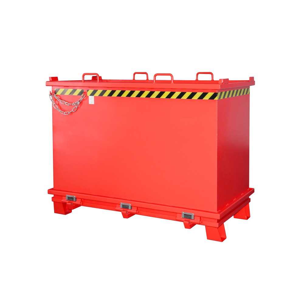 Produktabbildung: Bauer® Klappbodenbehälter, verstärkte Bodenklappe, lackiert, Volumen 2 m³, RAL 3000 feuerrot