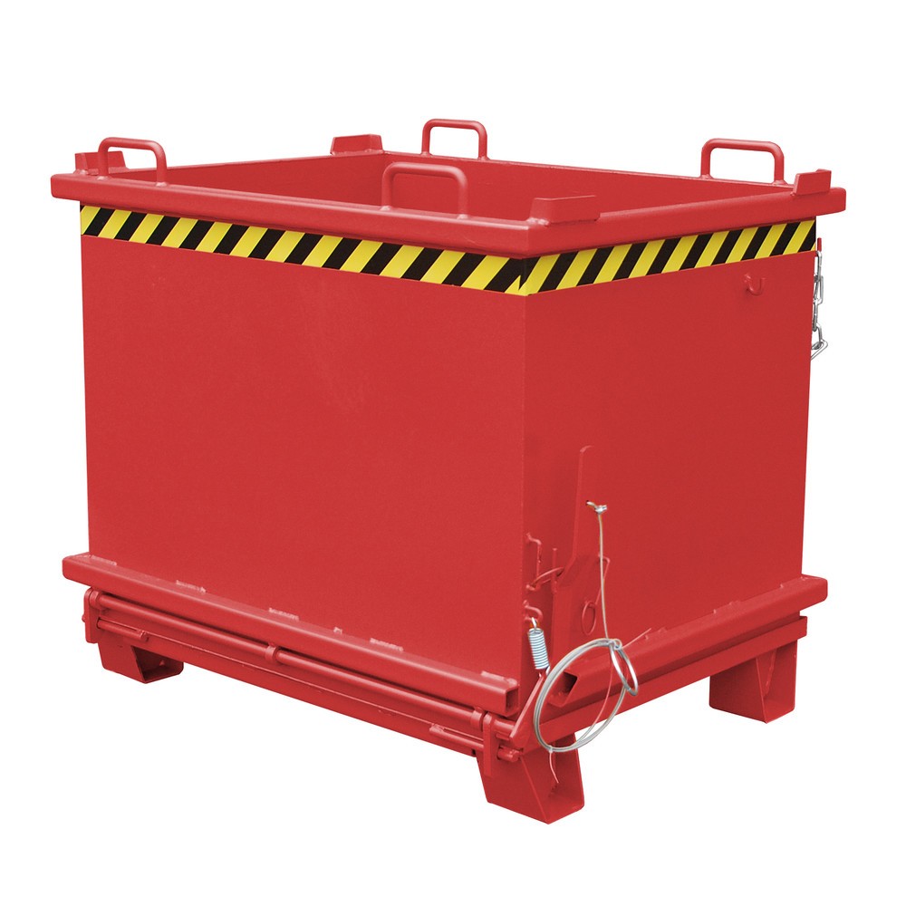Produktabbildung: Bauer® Klappbodenbehälter, verstärkte Bodenklappe, lackiert, Volumen 1 m³, RAL 3000 feuerrot