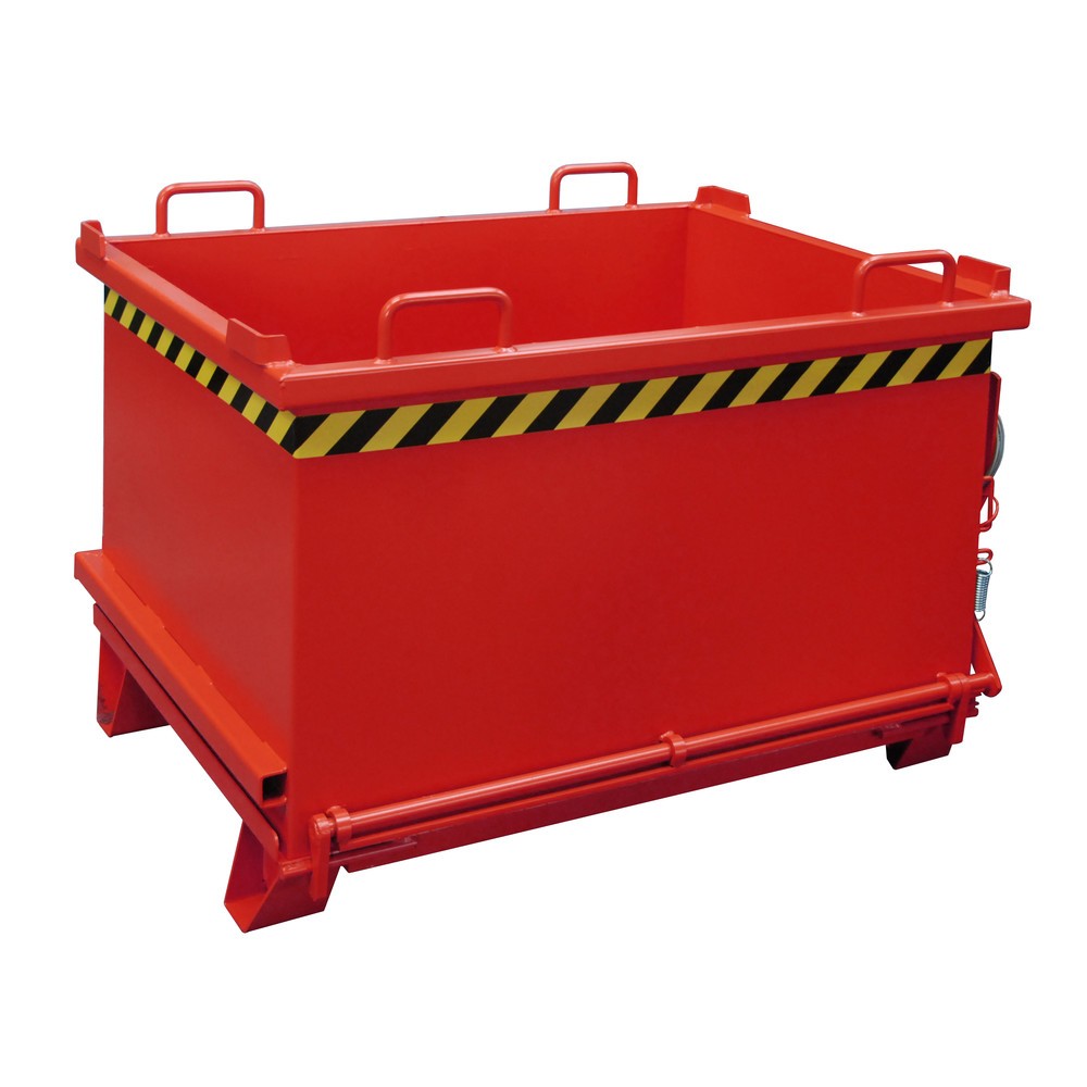 Produktabbildung: Bauer® Klappbodenbehälter, verstärkte Bodenklappe, lackiert, Volumen 0,75 m³, RAL 3000 feuerrot