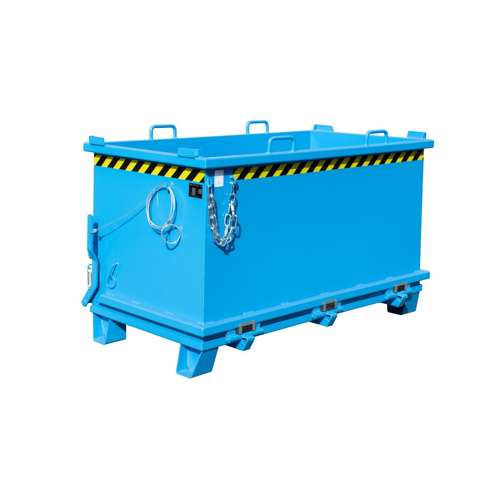 Produktabbildung: Bauer® Klappbodenbehälter, verstärkte Bodenklappe, lackiert, Volumen 1,5 m³, RAL 5012 lichtblau