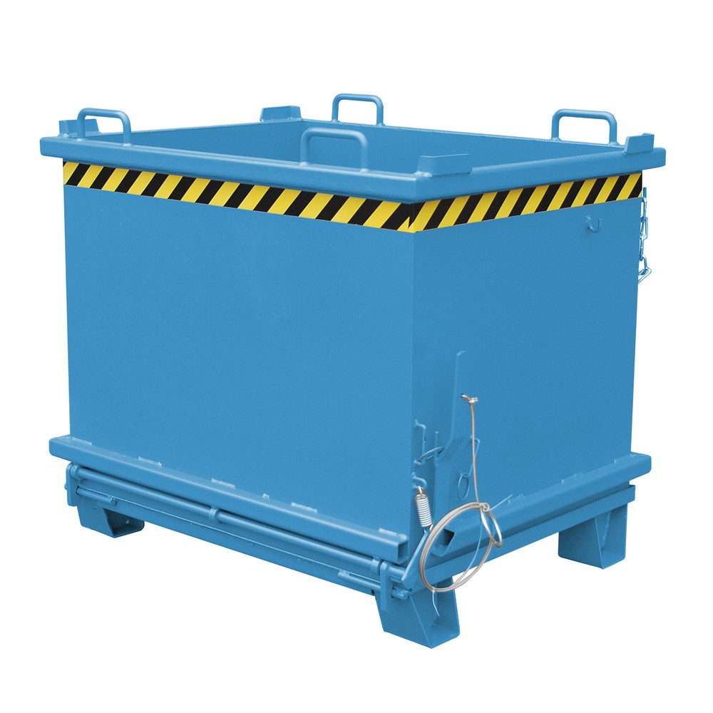 Produktabbildung: Bauer® Klappbodenbehälter, verstärkte Bodenklappe, lackiert, Volumen 1 m³, RAL 5012 lichtblau