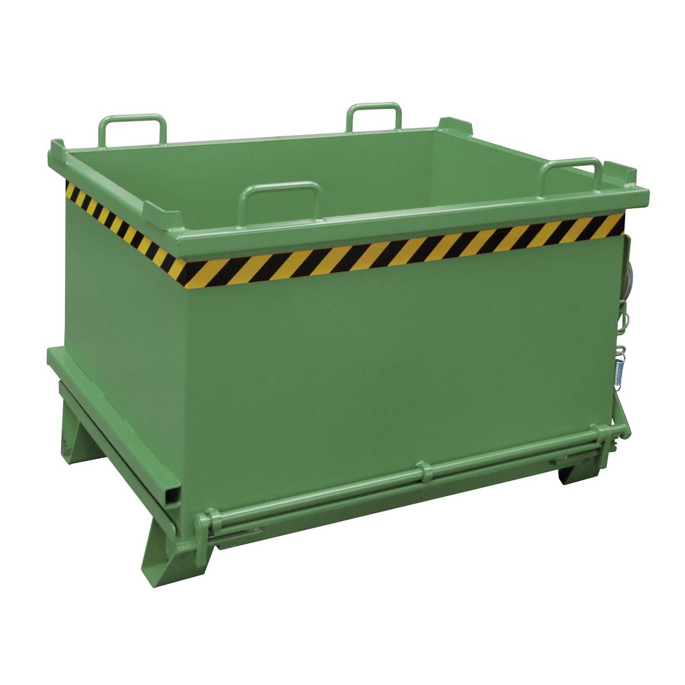 Produktabbildung: Bauer® Klappbodenbehälter, verstärkte Bodenklappe, lackiert, Volumen 0,75 m³, RAL 6011 resedagrün