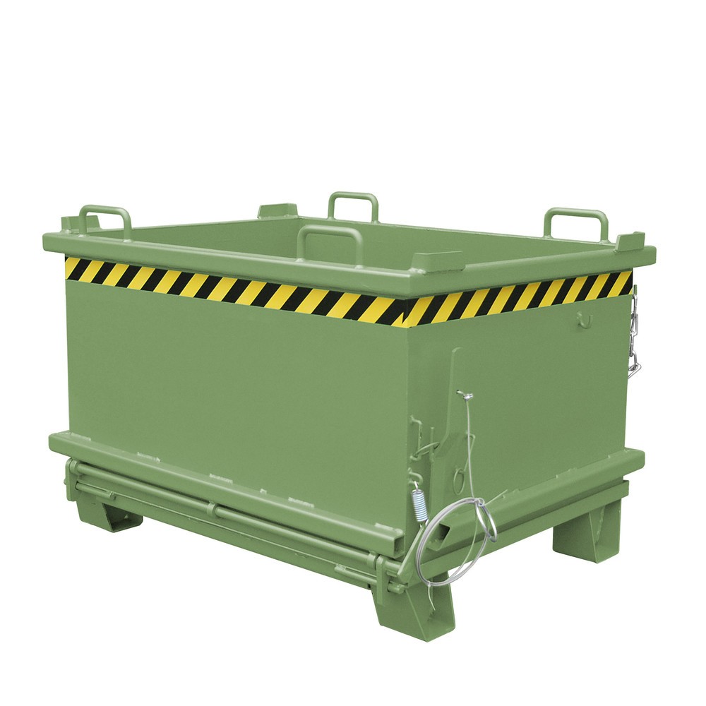 Produktabbildung: Bauer® Klappbodenbehälter, verstärkte Bodenklappe, lackiert, Volumen 0,5 m³, RAL 6011 resedagrün