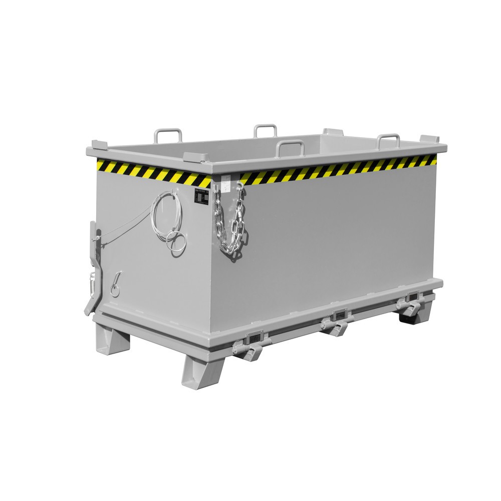 Produktabbildung: Bauer® Klappbodenbehälter, verstärkte Bodenklappe, lackiert, Volumen 1,5 m³, RAL 7005 mausgrau