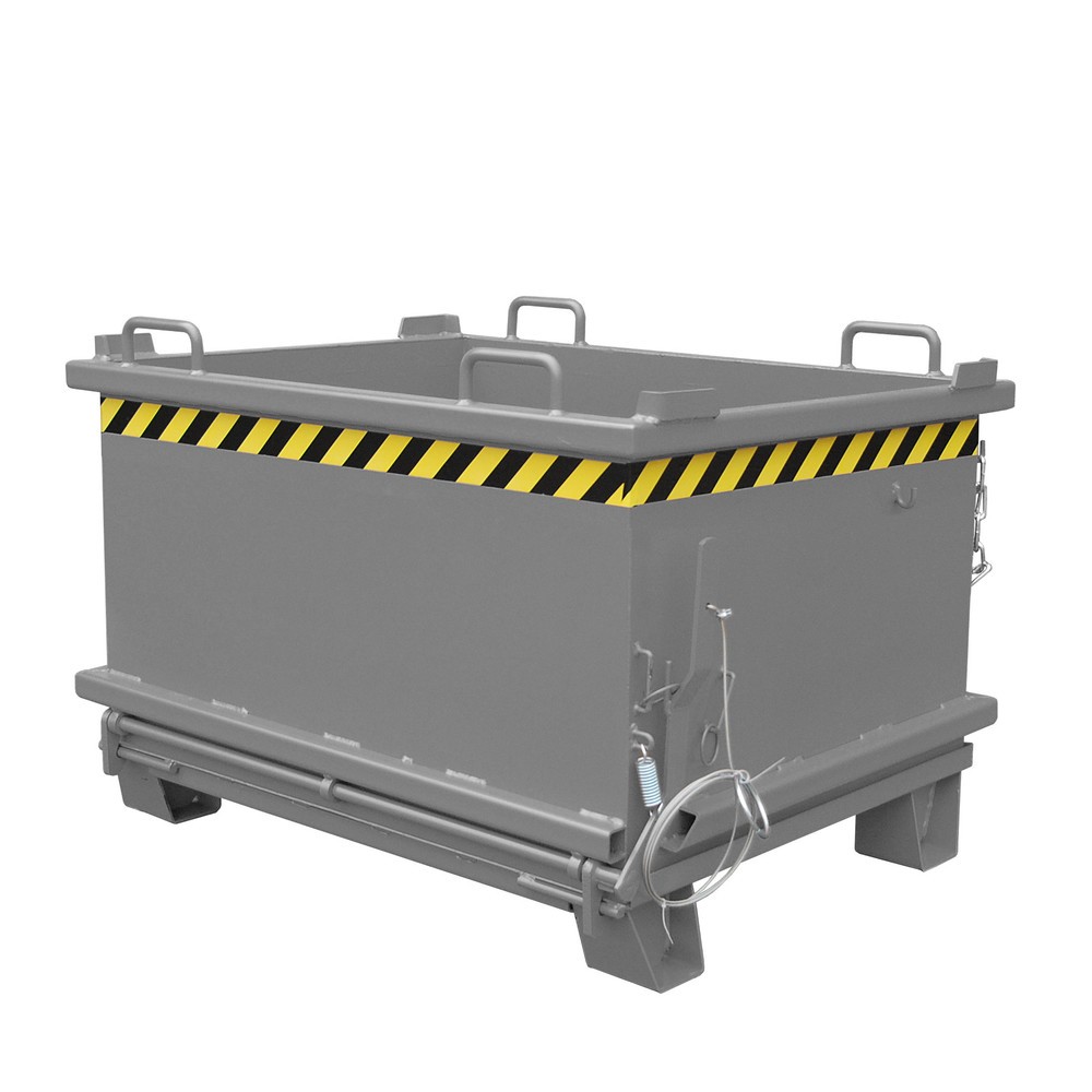 Produktabbildung: Bauer® Klappbodenbehälter, verstärkte Bodenklappe, lackiert, Volumen 0,5 m³, RAL 7005 mausgrau