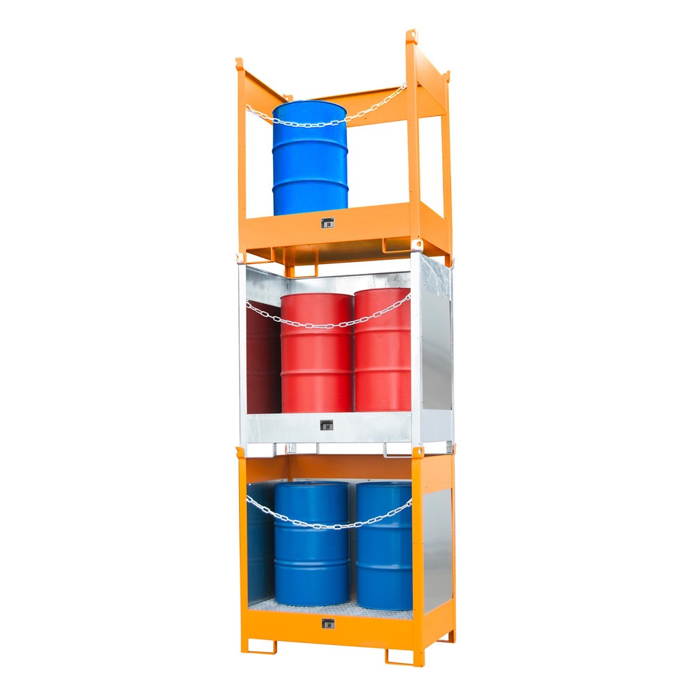 Produktabbildung Nr. 3: Bauer® Lager-/Transportpalette auf Auffangwanne, HxBxT 1.495 x 1.410 x 920 mm, geschlossen, gelborange